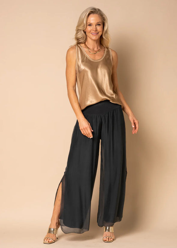 New Gia Silk Pant - Granite