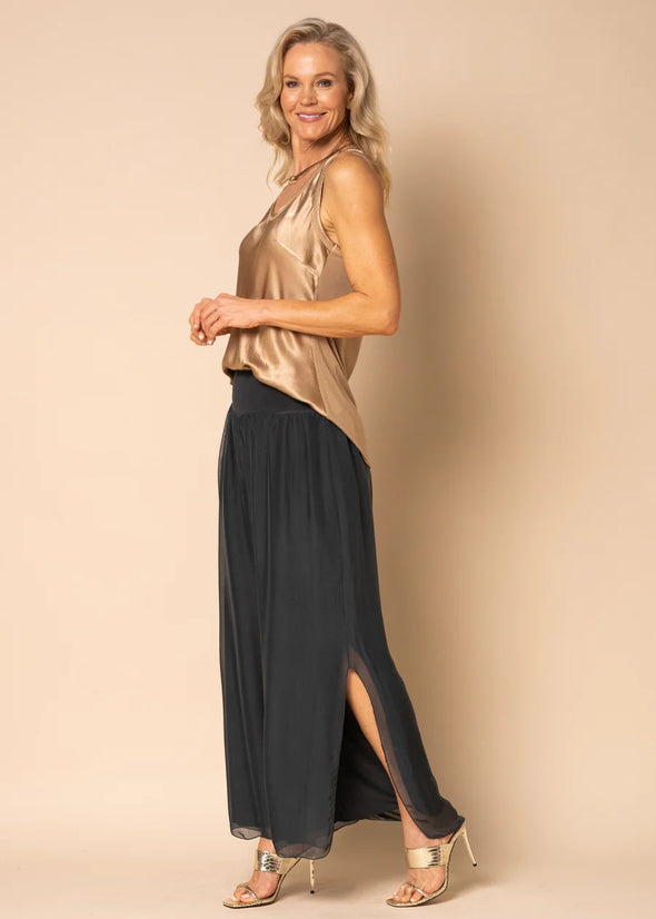 New Gia Silk Pant - Granite