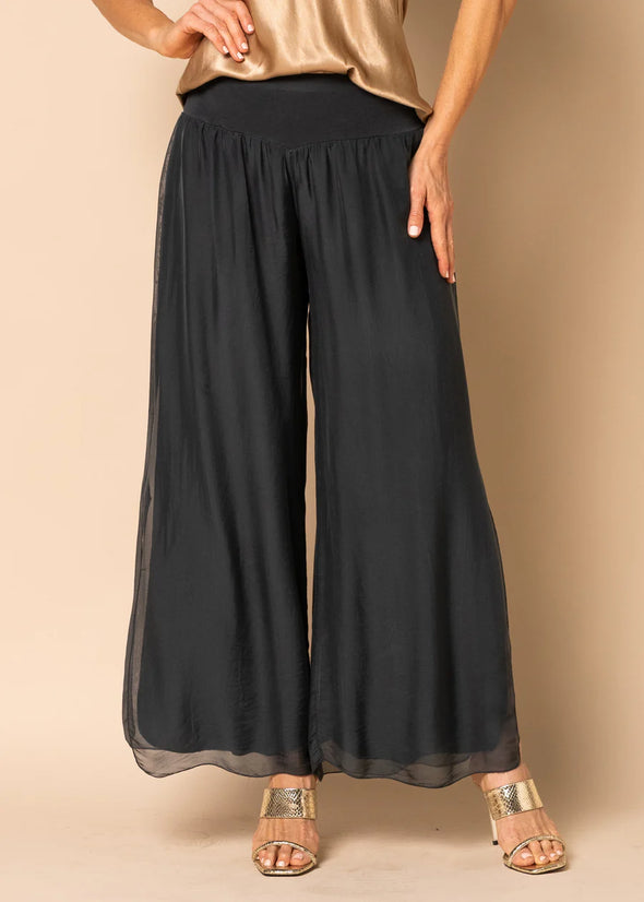 New Gia Silk Pant - Granite