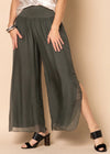 New Gia Silk Pants - Khaki