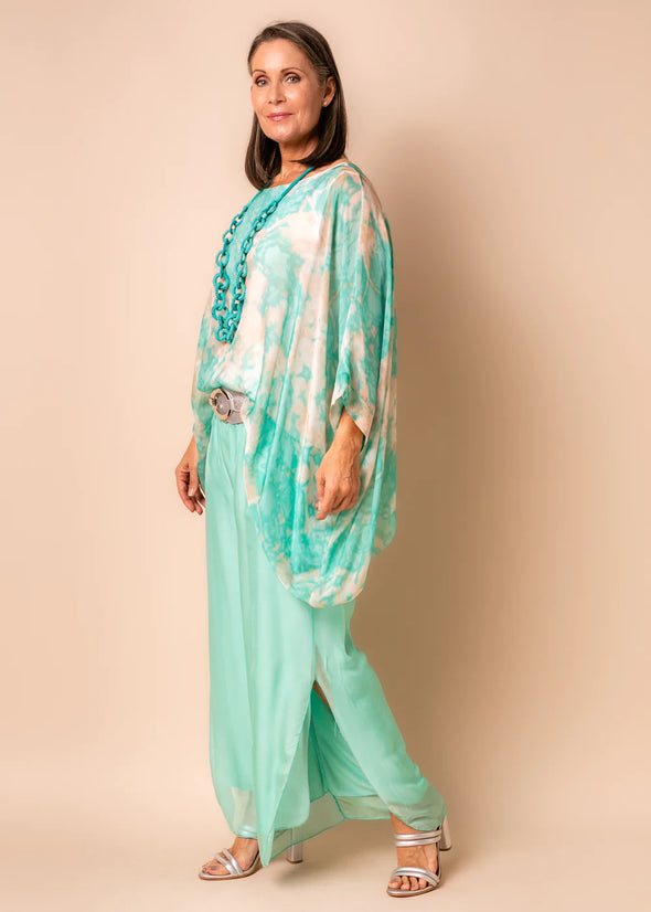 Gia Silk Pants in Sea Green