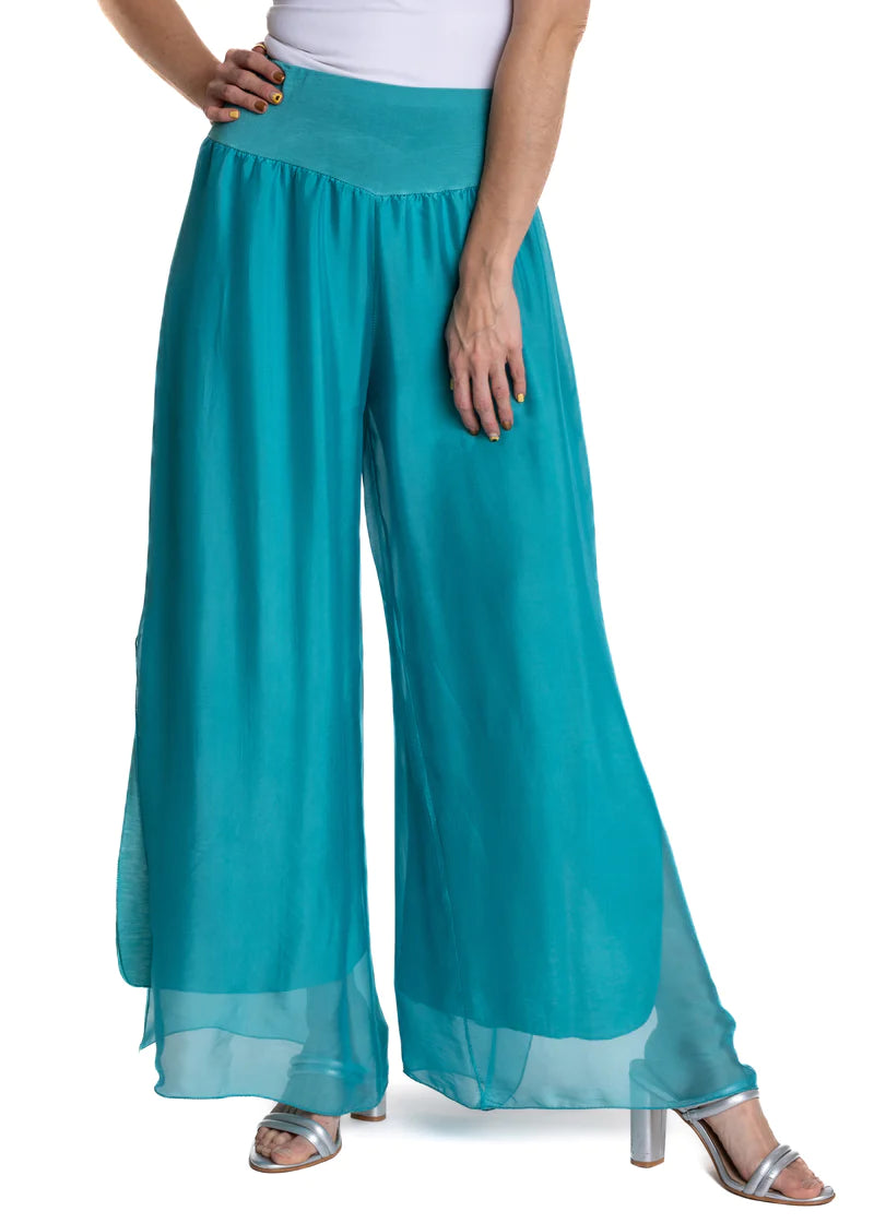 New Gia Silk Pant - Tiffany