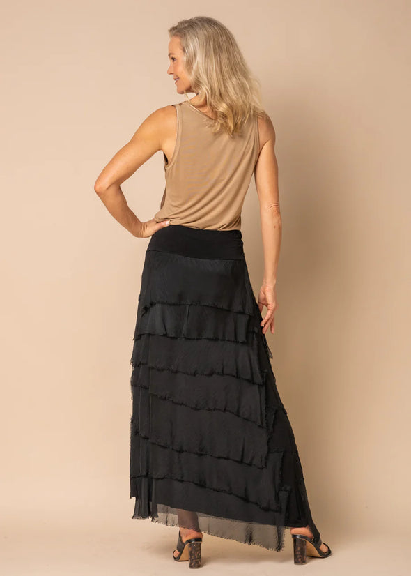 Fifi Silk Skirt in Onyx