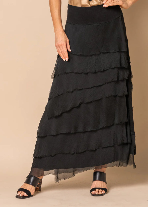 Fifi Silk Skirt in Onyx