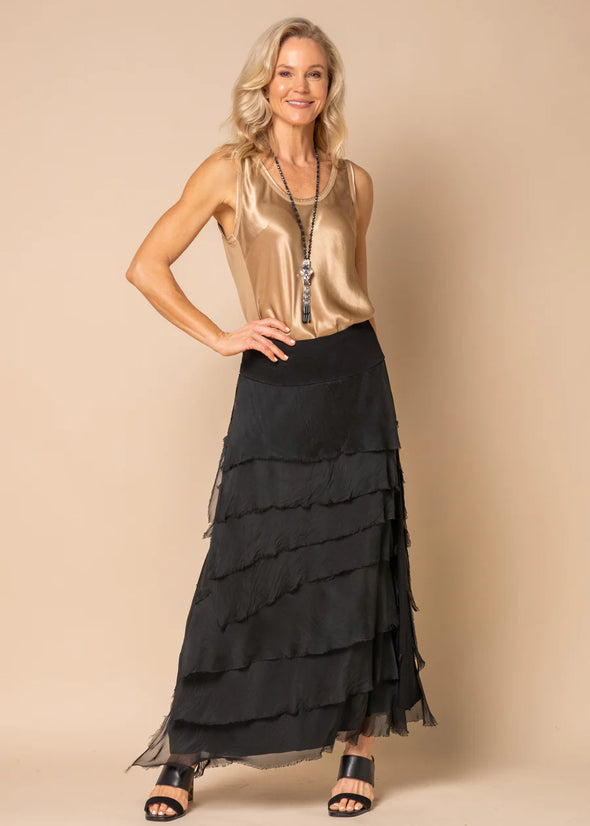 Fifi Silk Skirt in Onyx