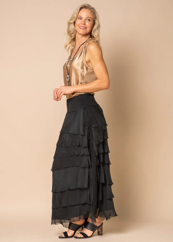 Fifi Silk Skirt in Onyx