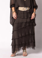 Fifi Silk Skirt in Chocolate Truffle