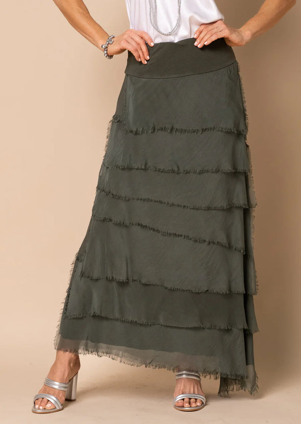 Fifi Silk Skirt in Khaki