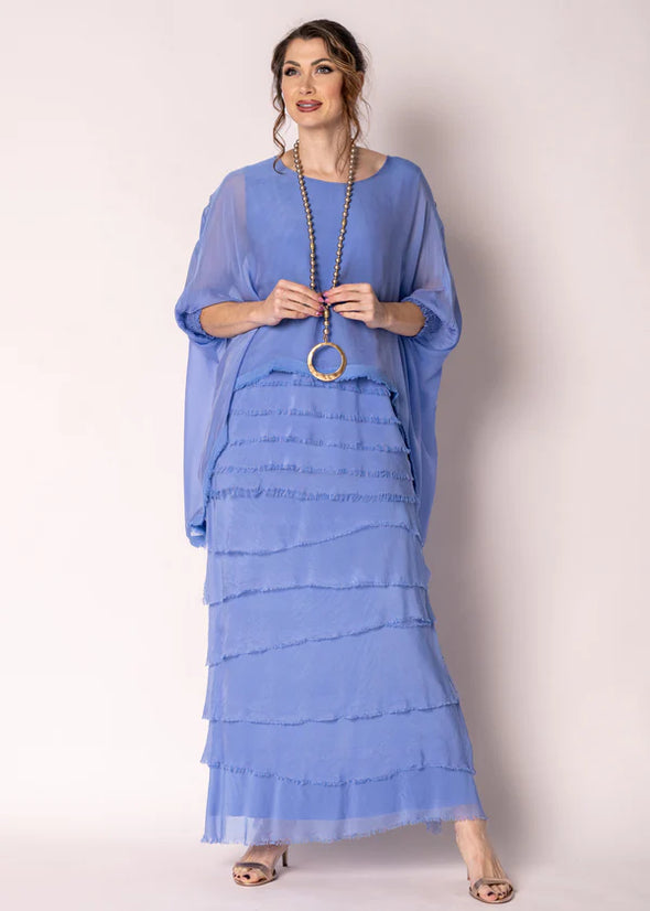 Fifi Silk Skirt in Positano Blue