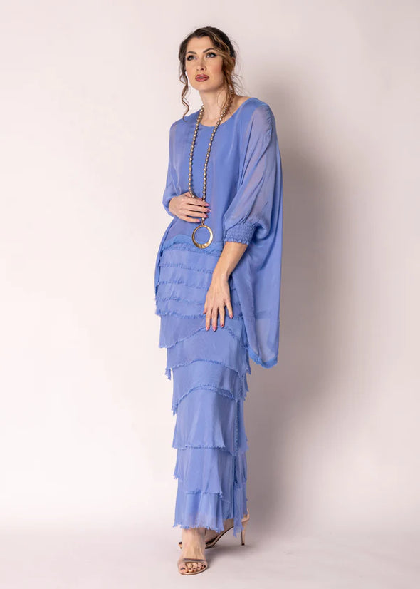 Fifi Silk Skirt in Positano Blue