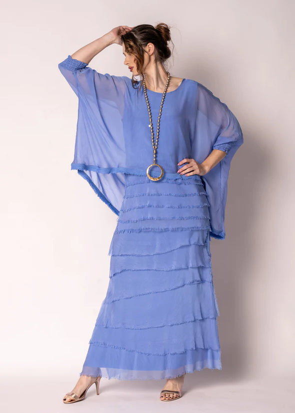 Fifi Silk Skirt in Positano Blue