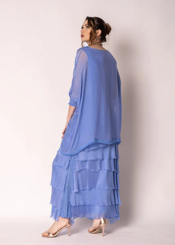 Fifi Silk Skirt in Positano Blue