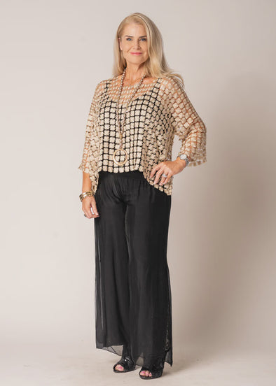 Carera Woven Metallic Top in Gold