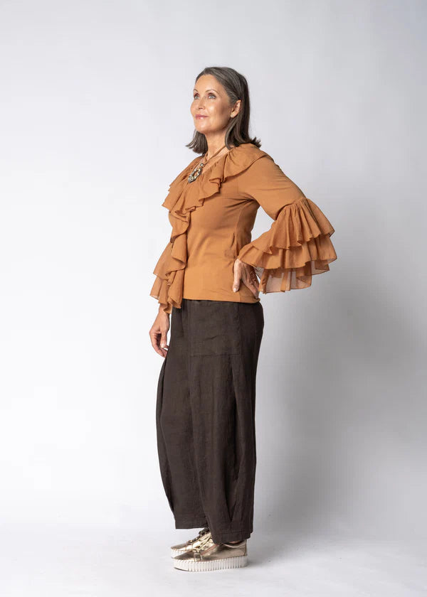 Olenna Linen Pants in Chocolate Truffle