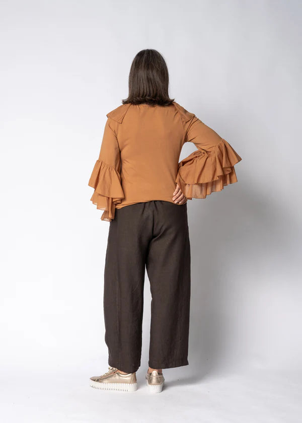 Olenna Linen Pants in Chocolate Truffle