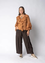 Olenna Linen Pants in Chocolate Truffle