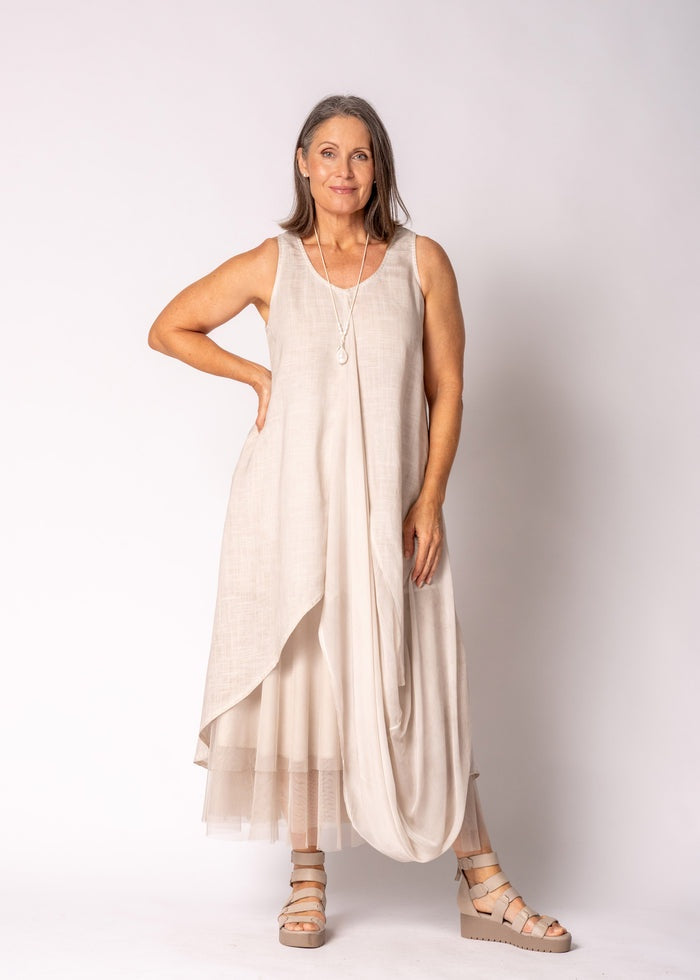 Mirabella Dress in Antique Beige