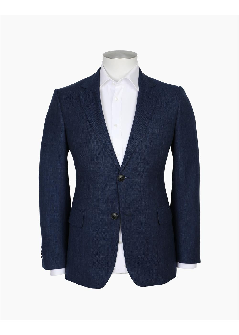 Hawker Wool Linen Textured Blazer -  Blue