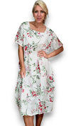 Helga May Mid Sleeve Maxi Dress: Lingonberry - White