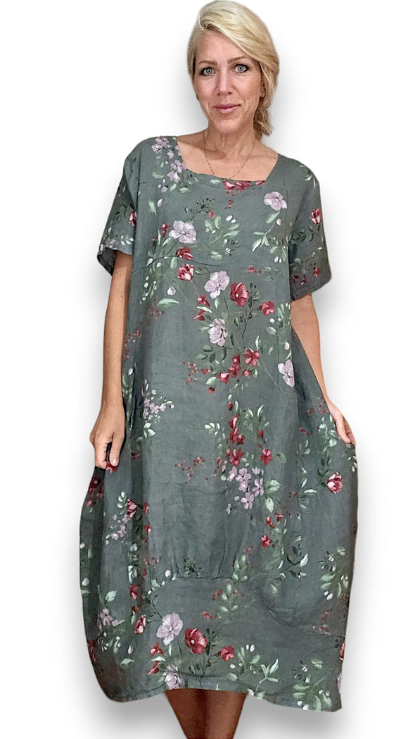 Helga May Mid Sleeve Maxi Dress: Lingonberry - Grey