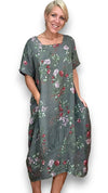 Helga May Mid Sleeve Maxi Dress: Lingonberry - Grey