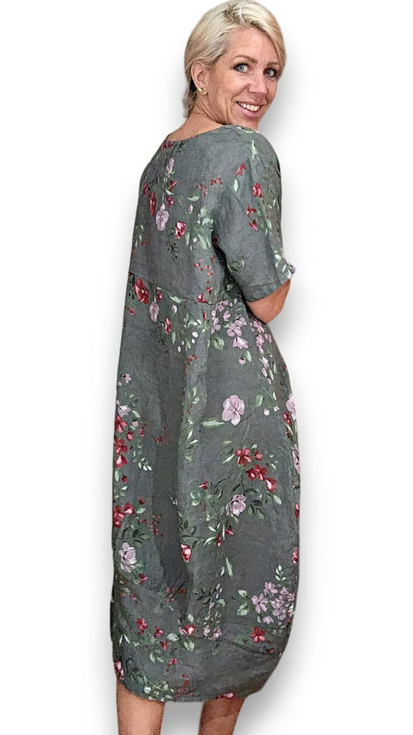 Helga May Mid Sleeve Maxi Dress: Lingonberry - Grey