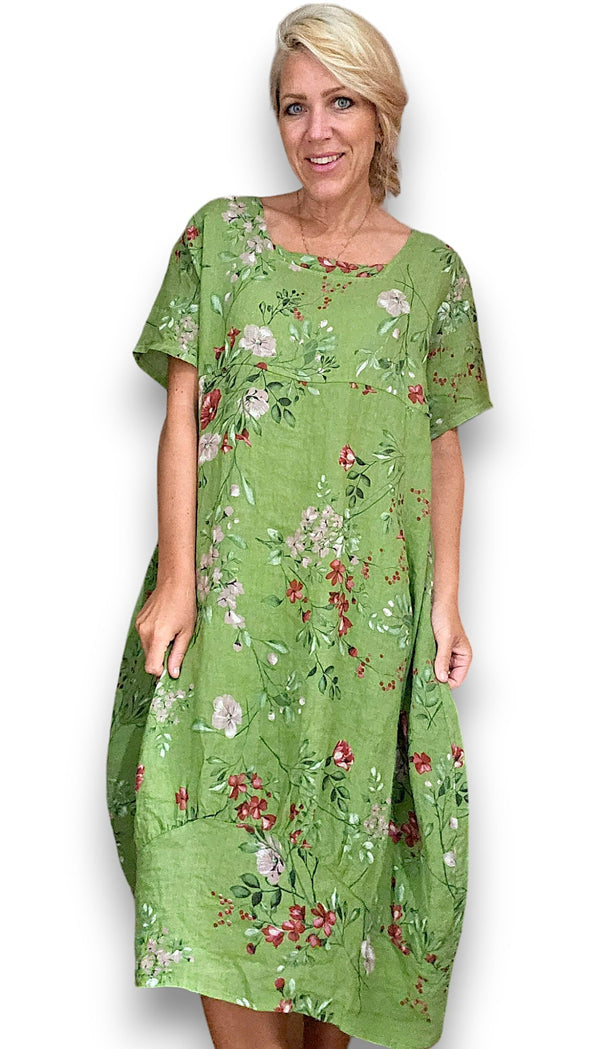 Helga May Mid Sleeve Maxi Dress: Lingonberry - Avocado