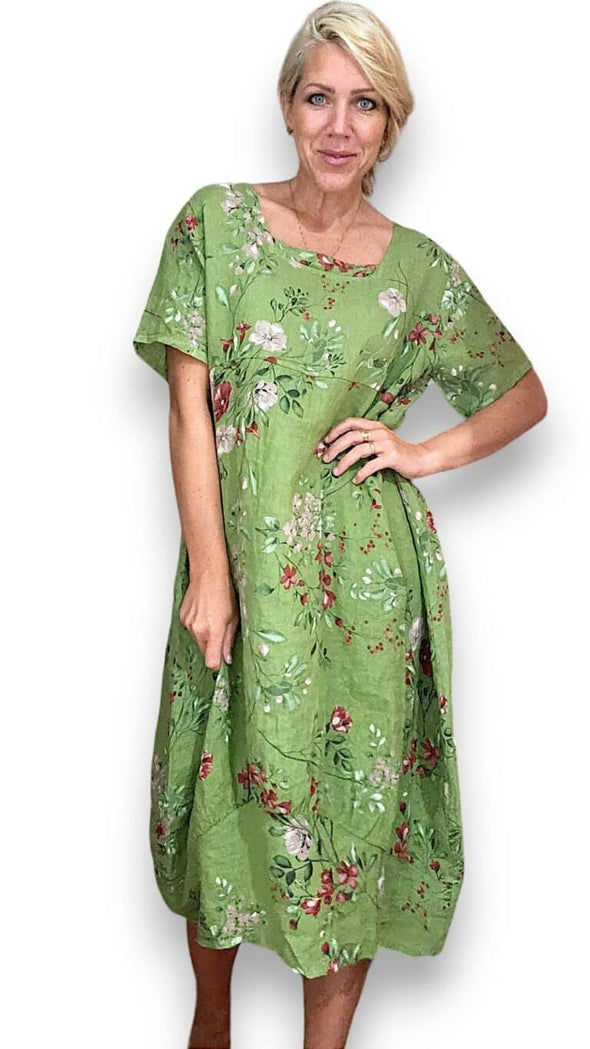 Helga May Mid Sleeve Maxi Dress: Lingonberry - Avocado