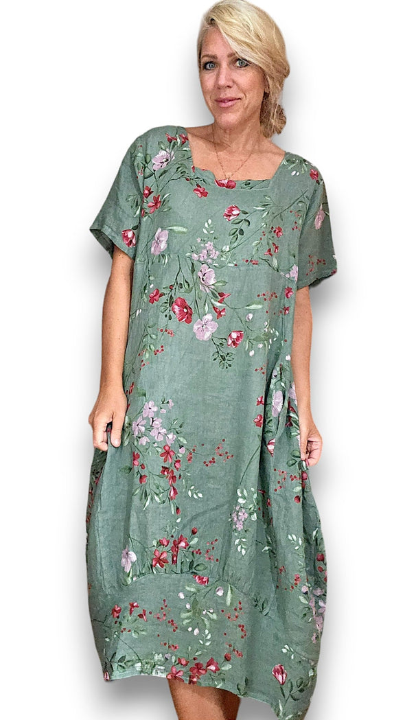 Helga May Mid Sleeve Maxi Dress: Lingonberry - Sage