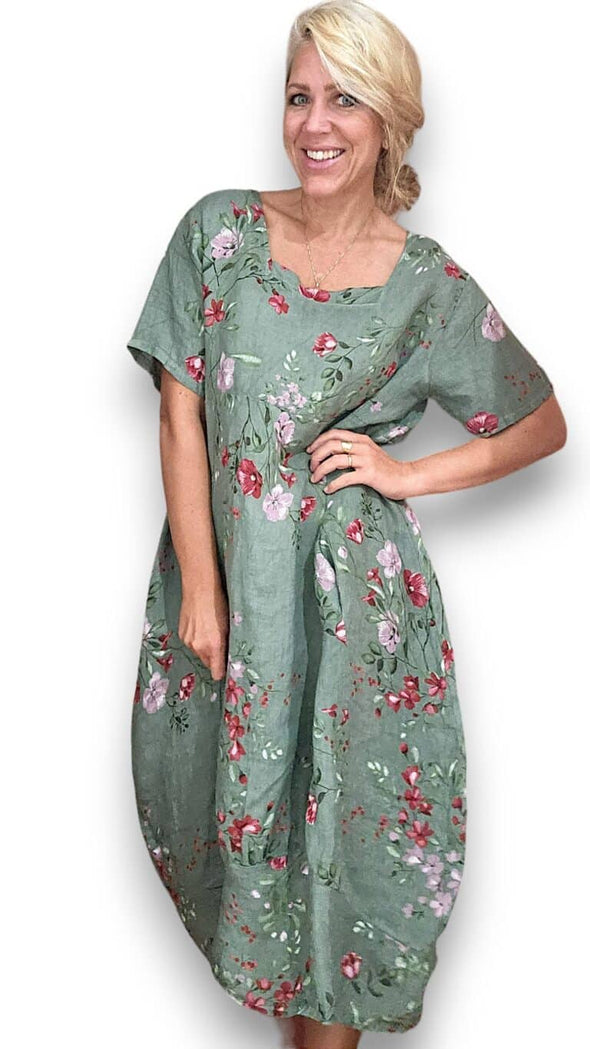 Helga May Mid Sleeve Maxi Dress: Lingonberry - Sage