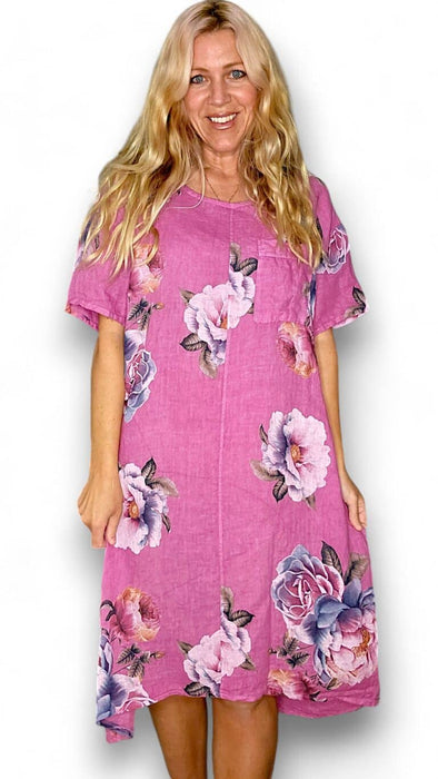 Helga May Easy Peasy T-Shape Dress: Ombre Peony - Berry