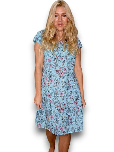 Helga May Kennedy Dress: Graphic Bloom - Turquoise