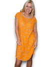 Helga May Kennedy Dress: Windy Bloom - Bright Orange