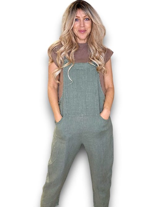 Helga May Linen Jumpsuit - Plain Forest