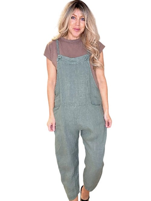 Helga May Linen Jumpsuit - Plain Forest