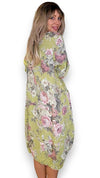 Helga May Button Sleeve Maxi Dress: Antique Lime