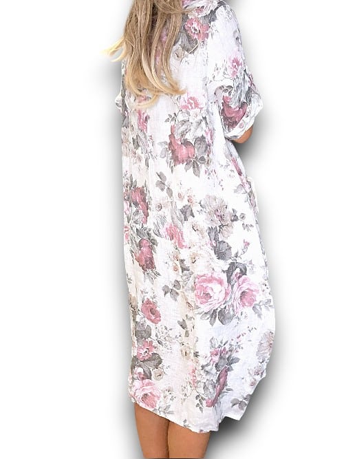 Helga May Button Sleeve Maxi Dress: Scarlett Rose - White