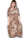 Helga May: Button Sleeve Maxi Dress - Scarlett Rose Coffee