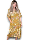 Helga May: Button Sleeve Maxi Dress - Scarlett Rose Mustard