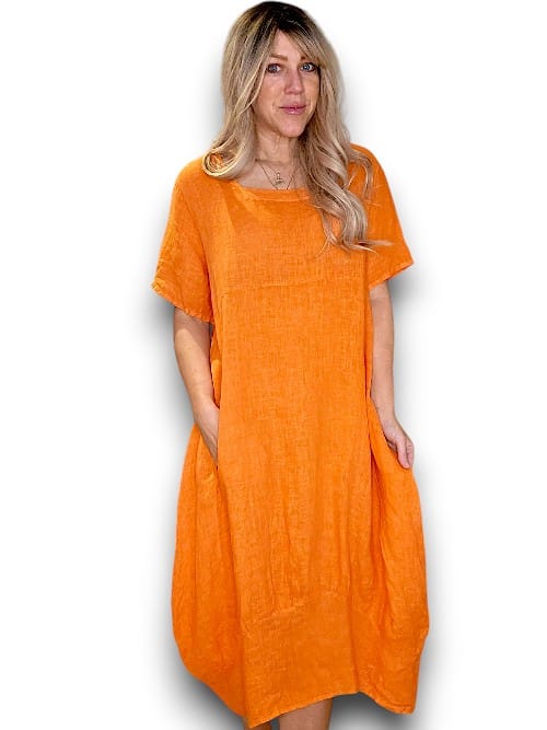 Helga May: Mid Sleeve Maxi Dress - Orange