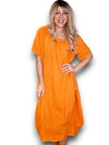 Helga May: Mid Sleeve Maxi Dress - Orange