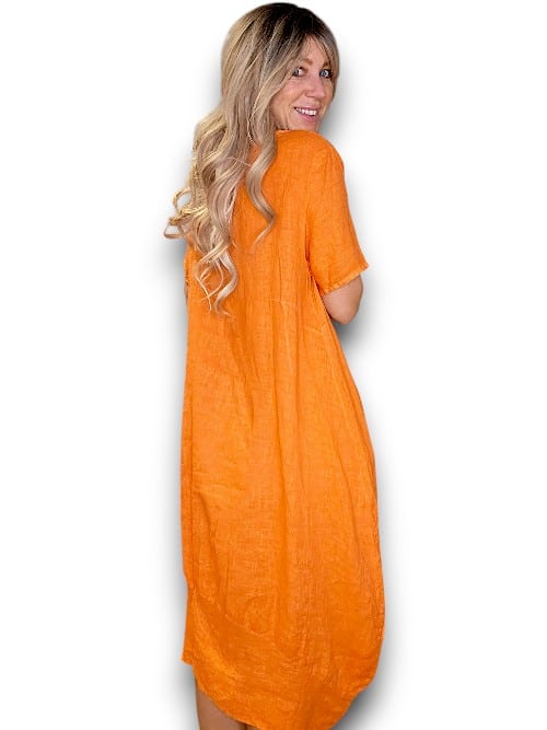 Helga May: Mid Sleeve Maxi Dress - Orange