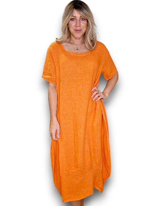 Helga May: Mid Sleeve Maxi Dress - Orange