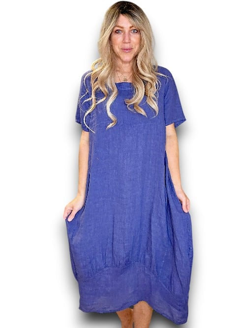 Helga May: Mid Sleeve Maxi Dress - Indigo