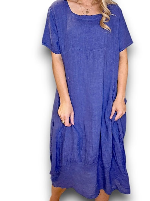 Helga May: Mid Sleeve Maxi Dress - Indigo