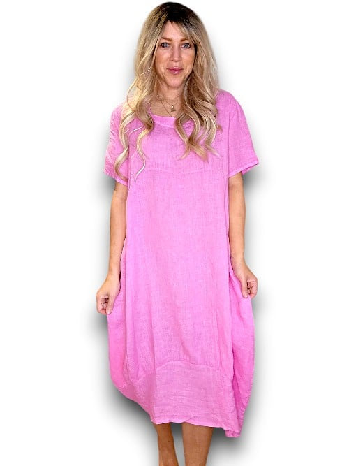 Helga May: Mid Sleeve Maxi Dress - Bubblegum Pink