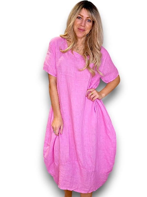 Helga May: Mid Sleeve Maxi Dress - Bubblegum Pink