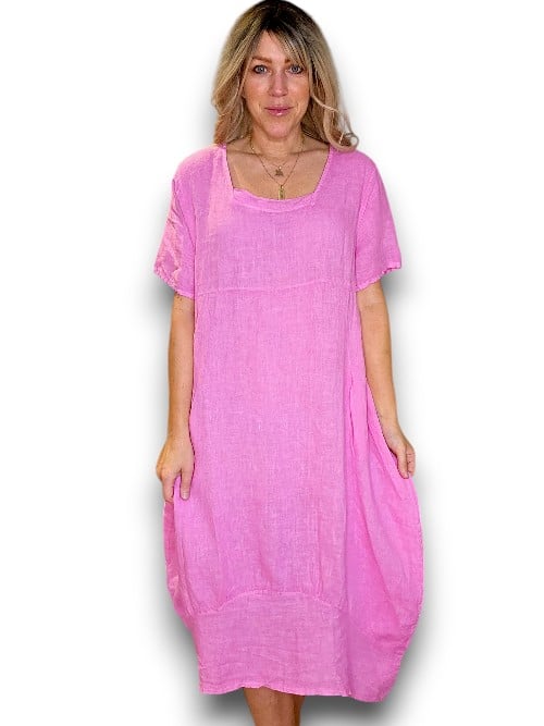 Helga May: Mid Sleeve Maxi Dress - Bubblegum Pink