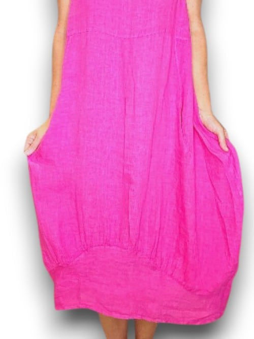 Helga May: Mid Sleeve Maxi Dress - Hot Pink