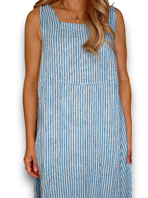 Helga May: Maxi Tank Dress - Light Blue Stripe